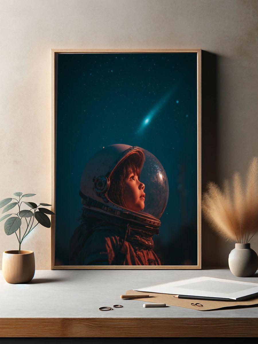 Astronaut Child in Starlight Poster. — room view 2