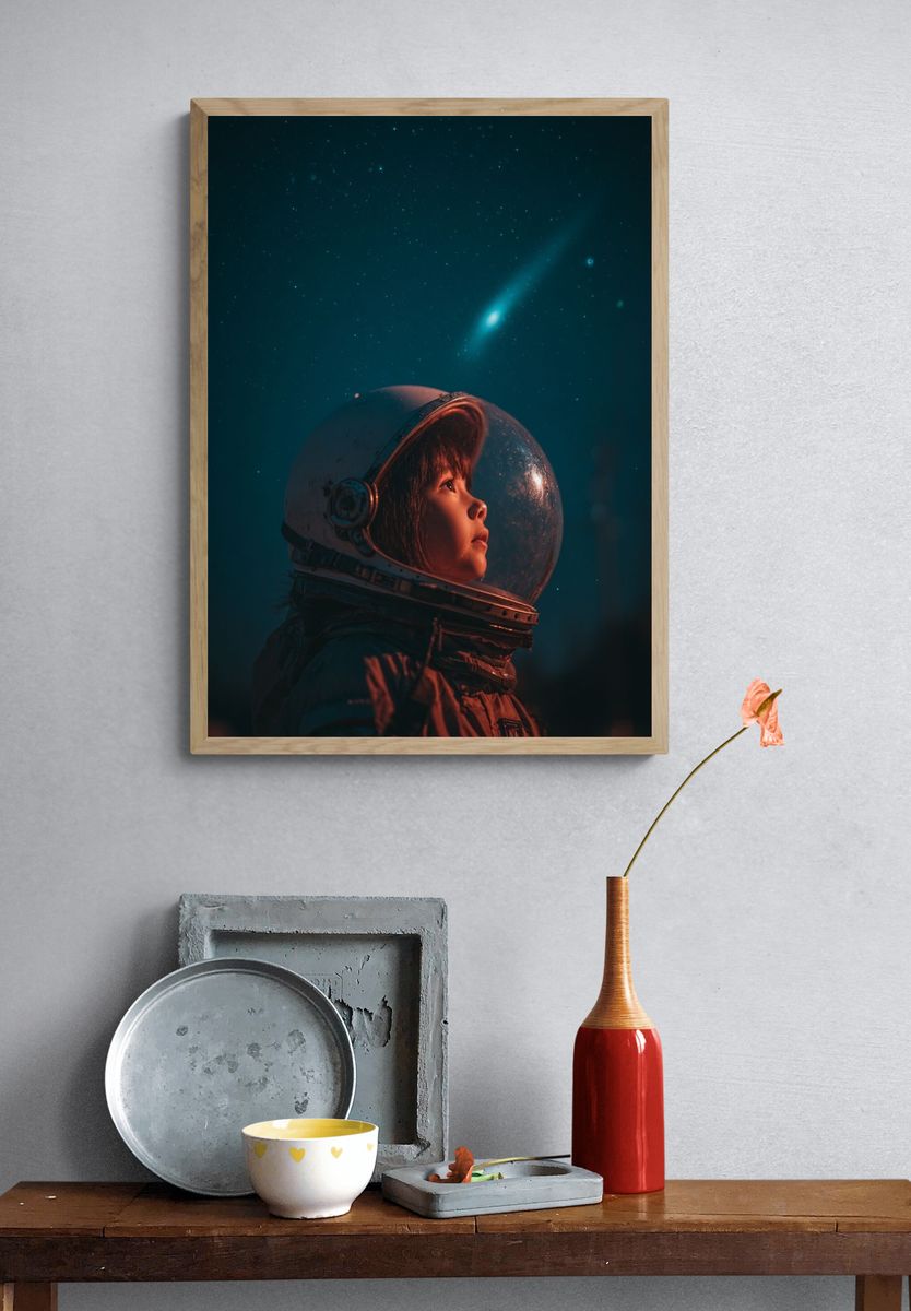 Astronaut Child in Starlight Poster. — room view 3