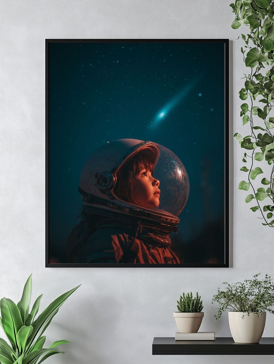 Astronaut Child in Starlight Poster. — room view 4