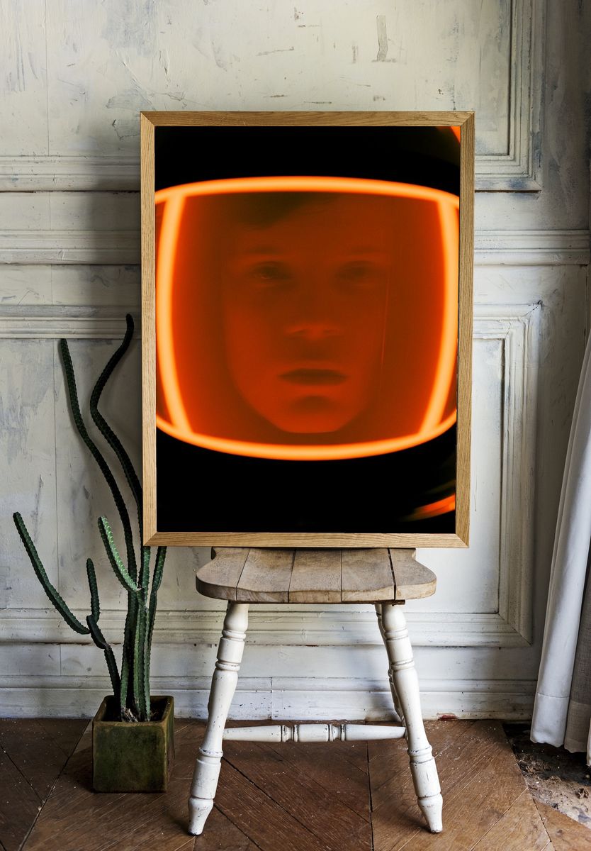 Neon Astronaut Portrait Print. — room view 1