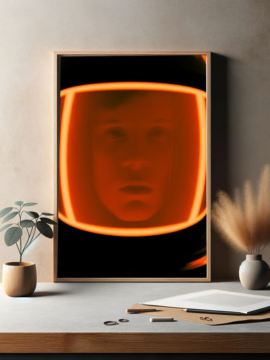 Neon Astronaut Portrait Print. — room view 2