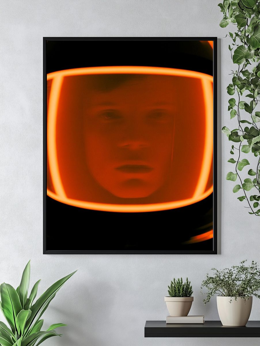 Neon Astronaut Portrait Print. — room view 4