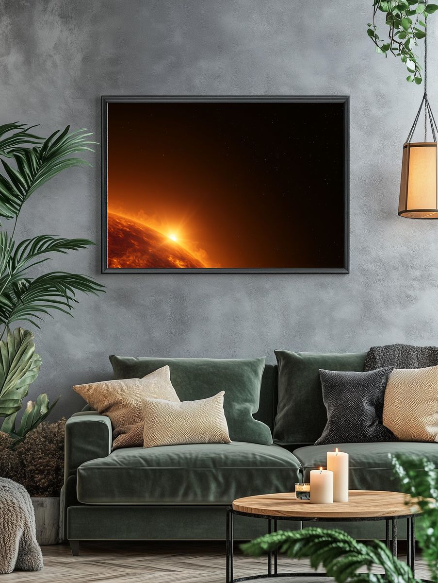 Fiery Sun Horizon Space Print. — room view 4