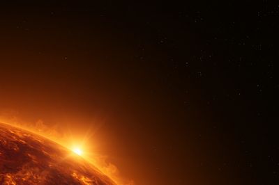 Fiery Sun Horizon Space Print.