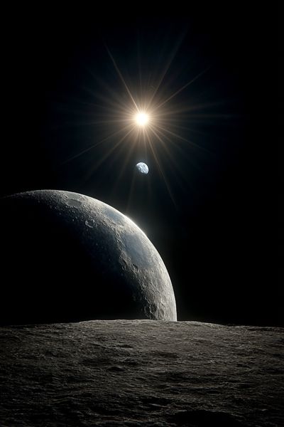 Moonrise Over Lunar Horizon Poster.