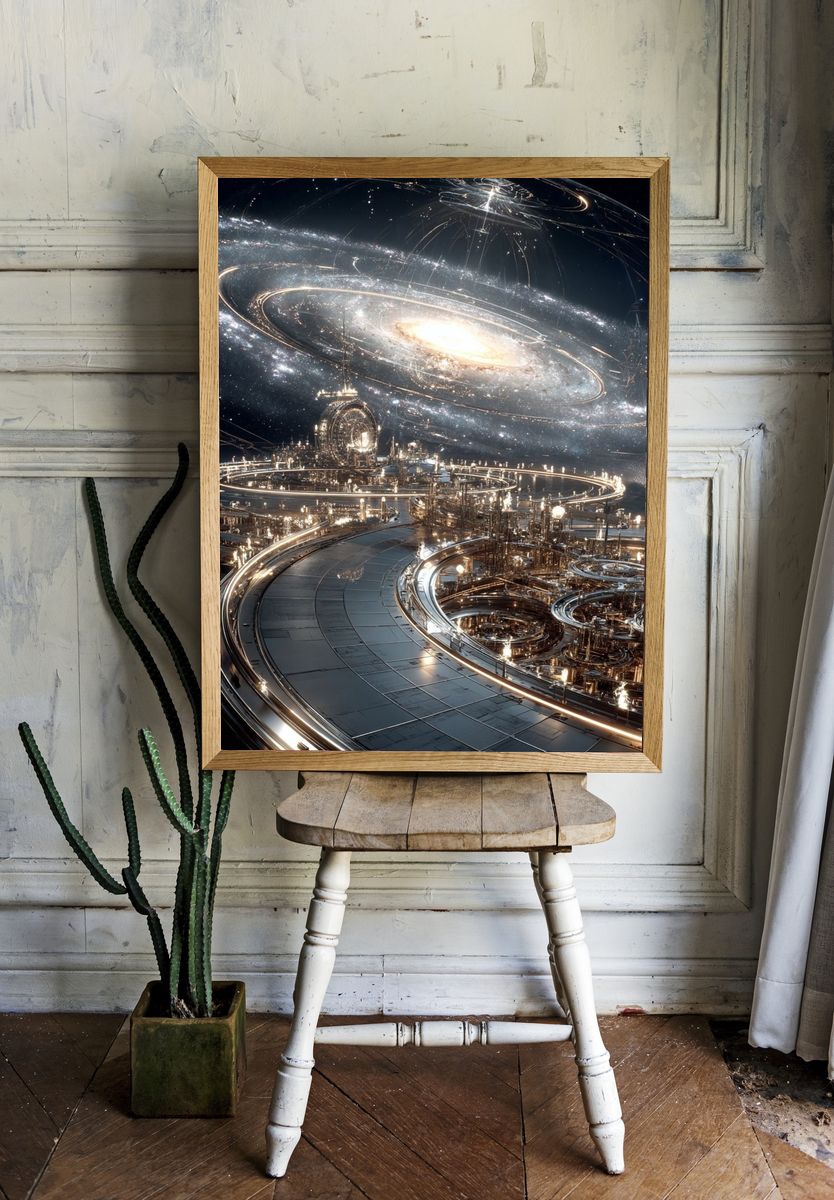 Celestial Orbital City Sci-Fi Poster. — room view 1