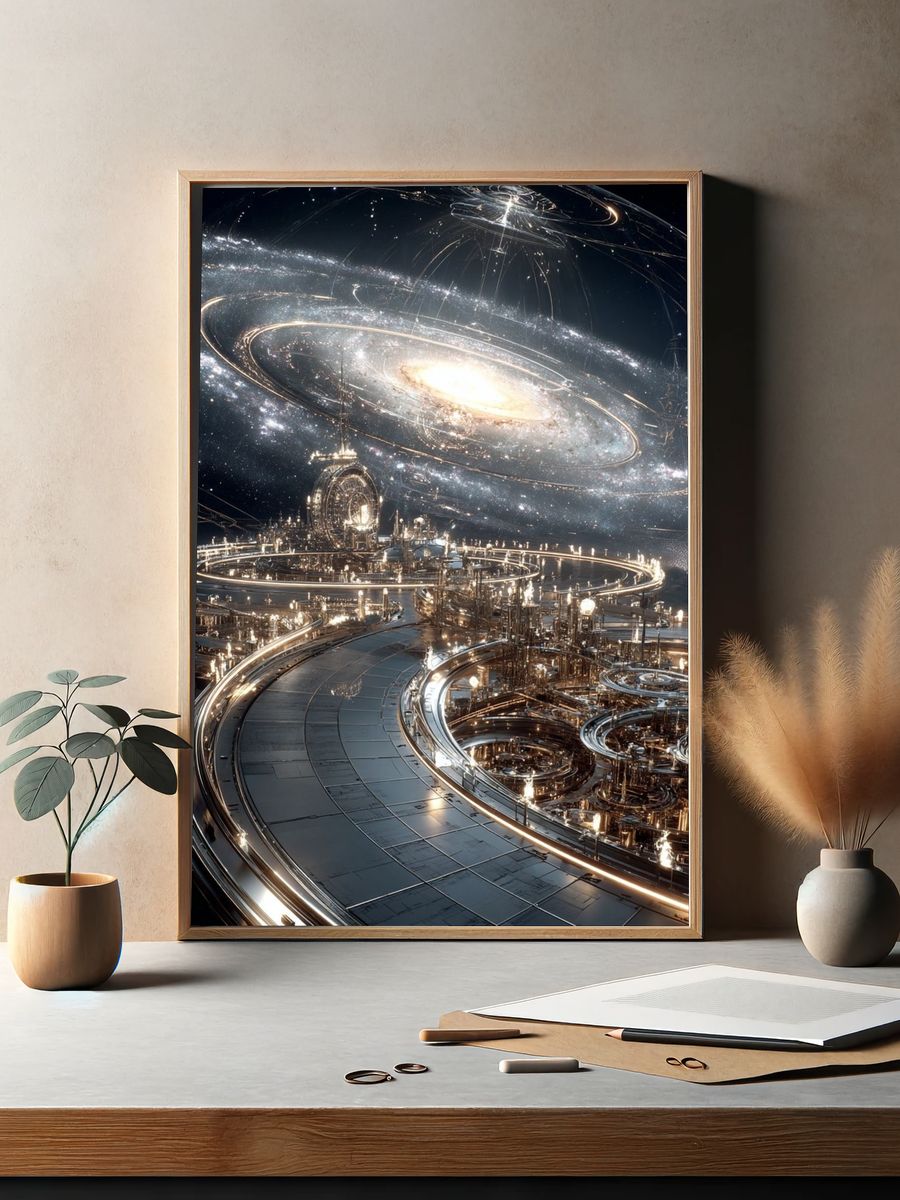 Celestial Orbital City Sci-Fi Poster. — room view 2
