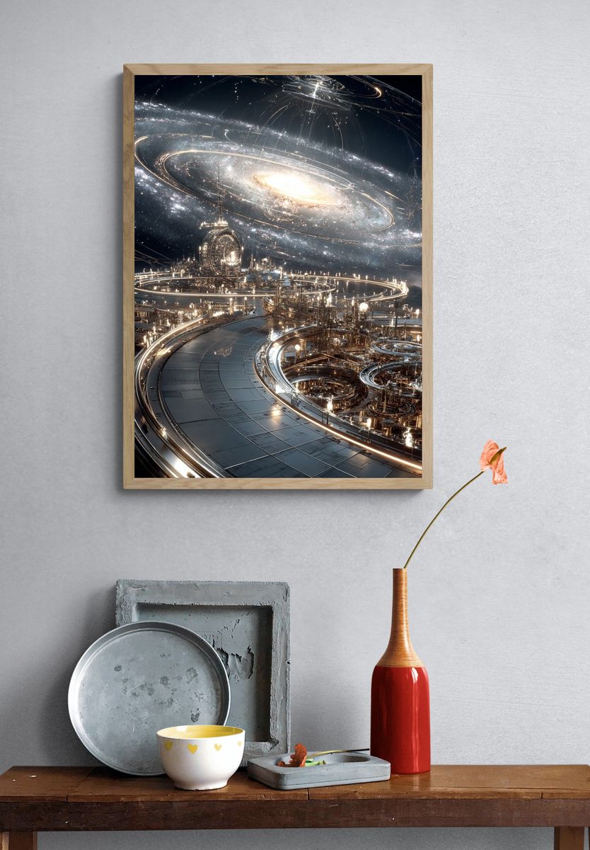 Celestial Orbital City Sci-Fi Poster. — room view 3