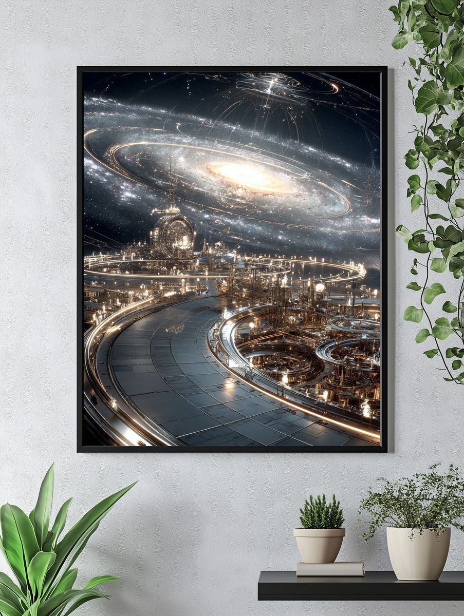 Celestial Orbital City Sci-Fi Poster. — room view 4
