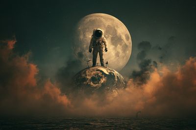 Astronaut Moonscape Sci-Fi Poster.