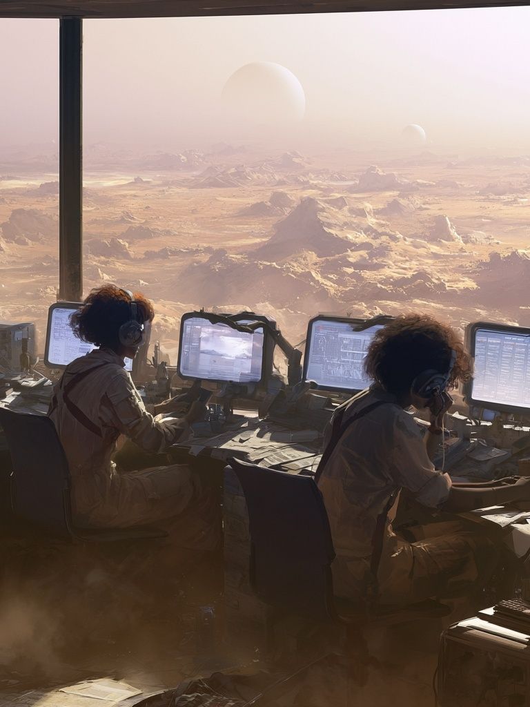 Mars Command Center Sci-Fi Poster. poster — space art