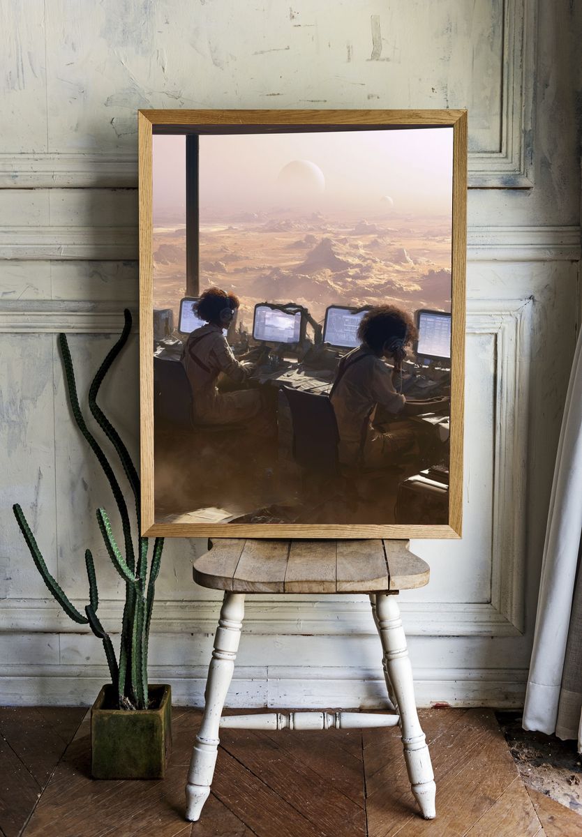 Mars Command Center Sci-Fi Poster. room preview