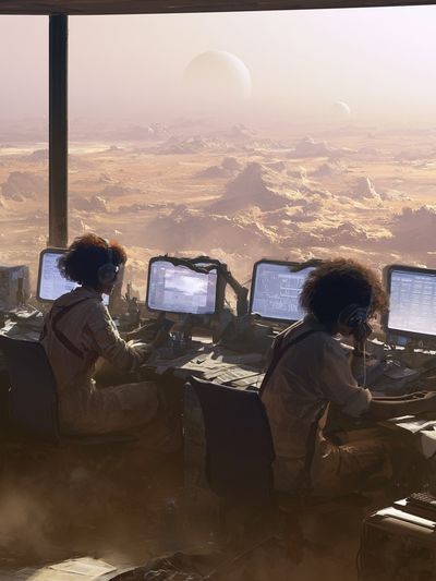 Mars Command Center Sci-Fi Poster.