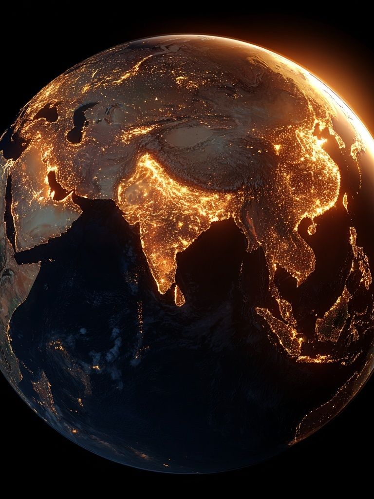 Glowing Earth at Night Poster. poster detail