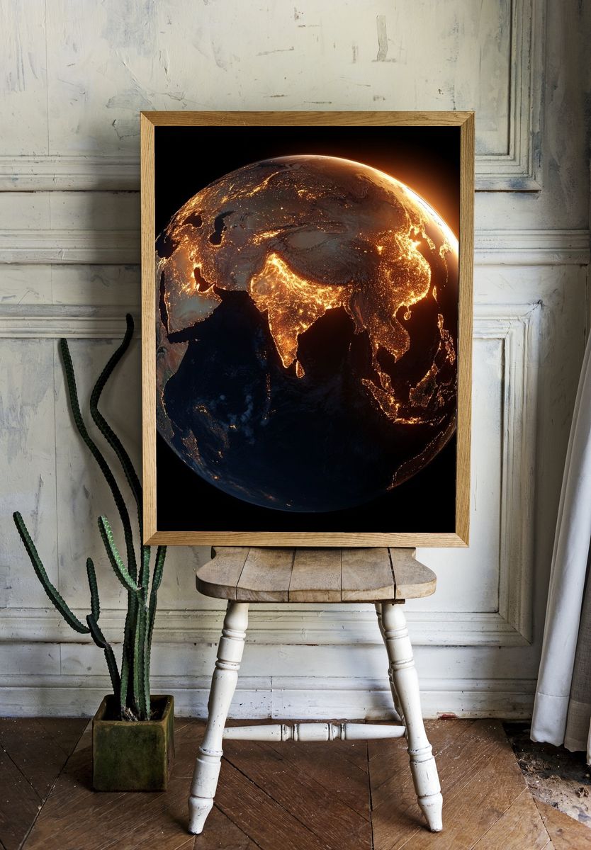 Glowing Earth at Night Poster room preview