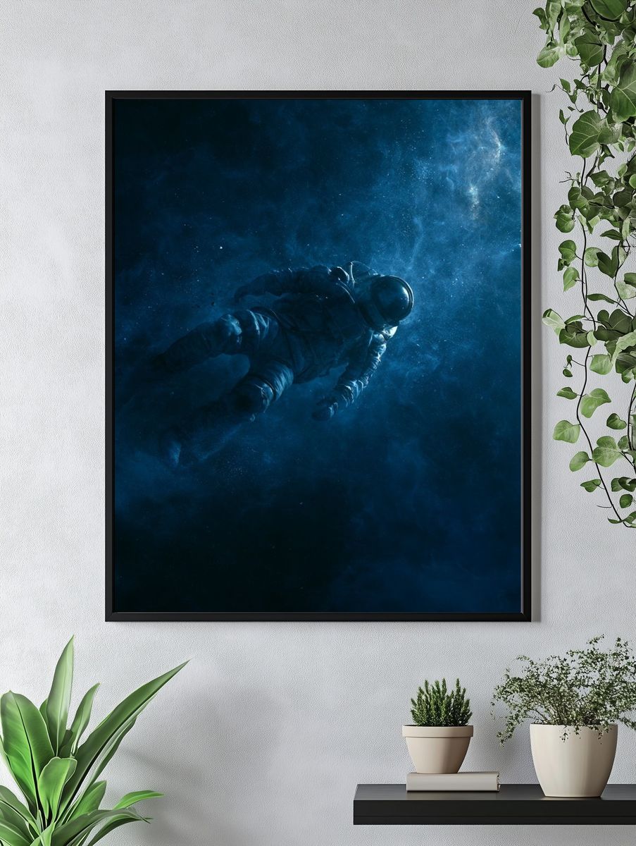 Floating Astronaut Space Print. — room view 4