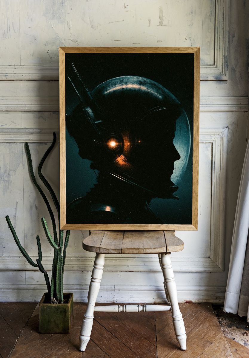 Astronaut Silhouette Sci-Fi Print. room preview