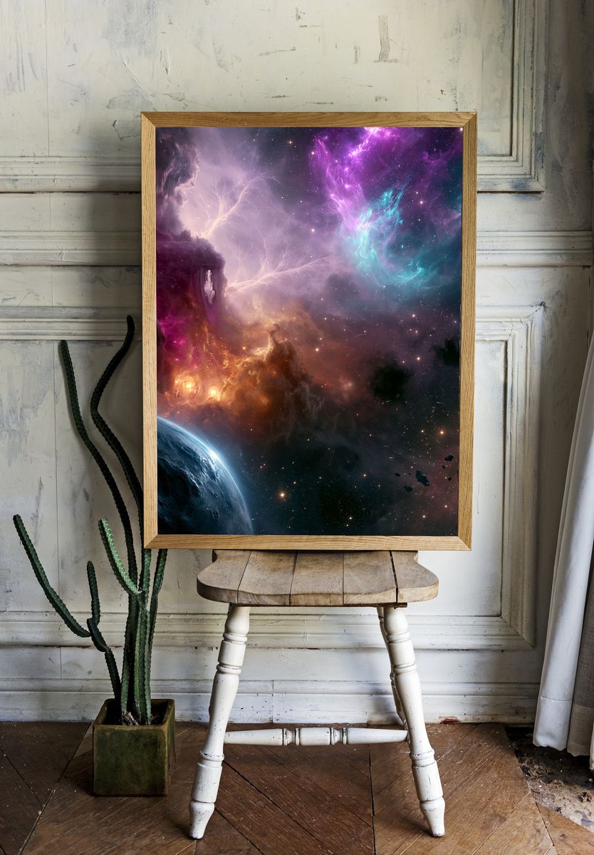 Cosmic Nebula and Planets Space Poster. room preview