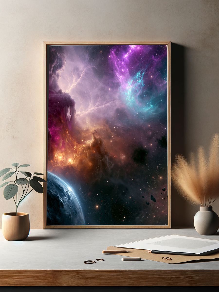 Cosmic Nebula and Planets Space Poster. — room view 2