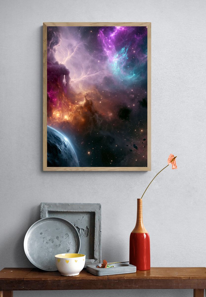 Cosmic Nebula and Planets Space Poster. — room view 3