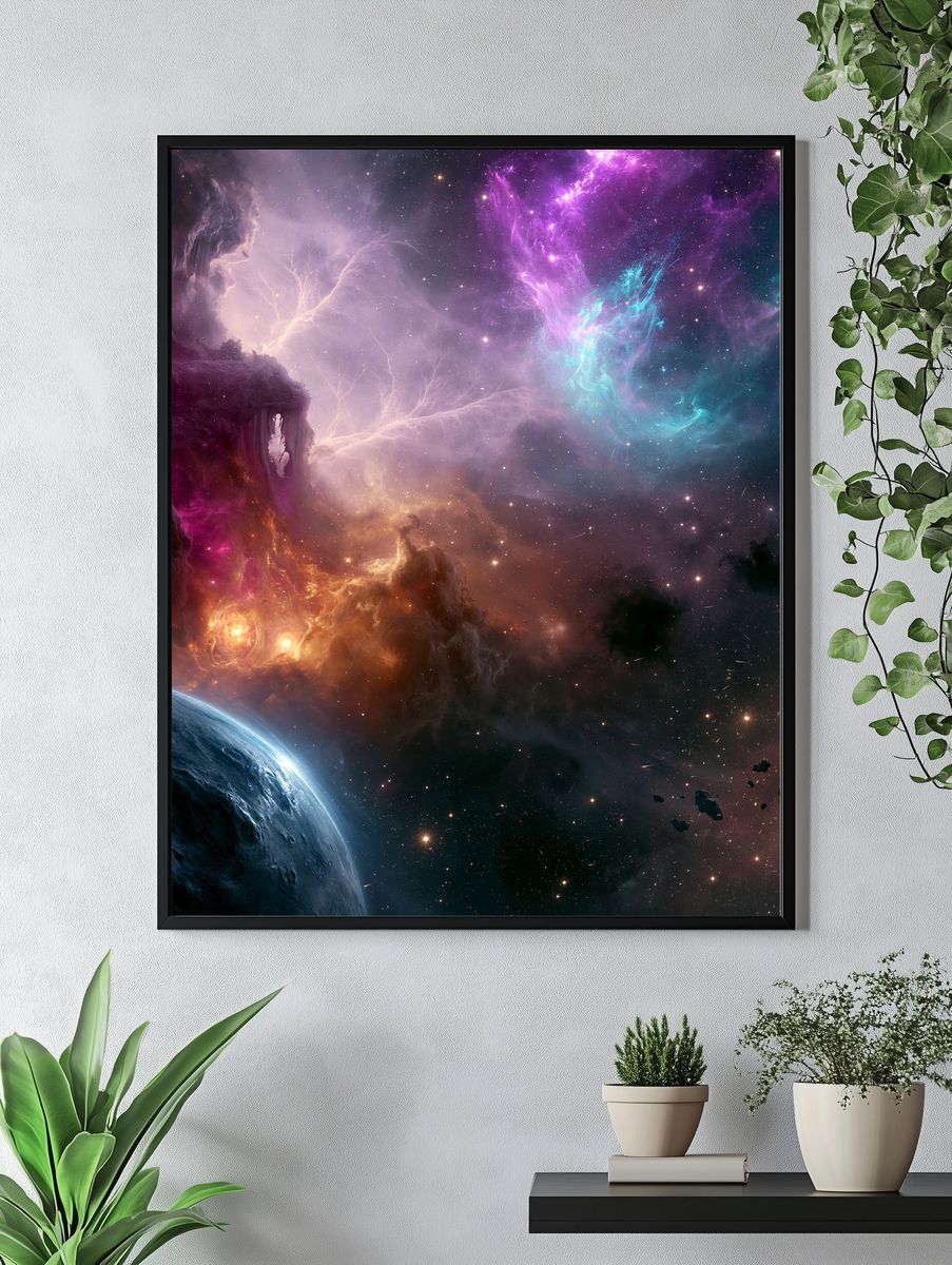 Cosmic Nebula and Planets Space Poster. — room view 4