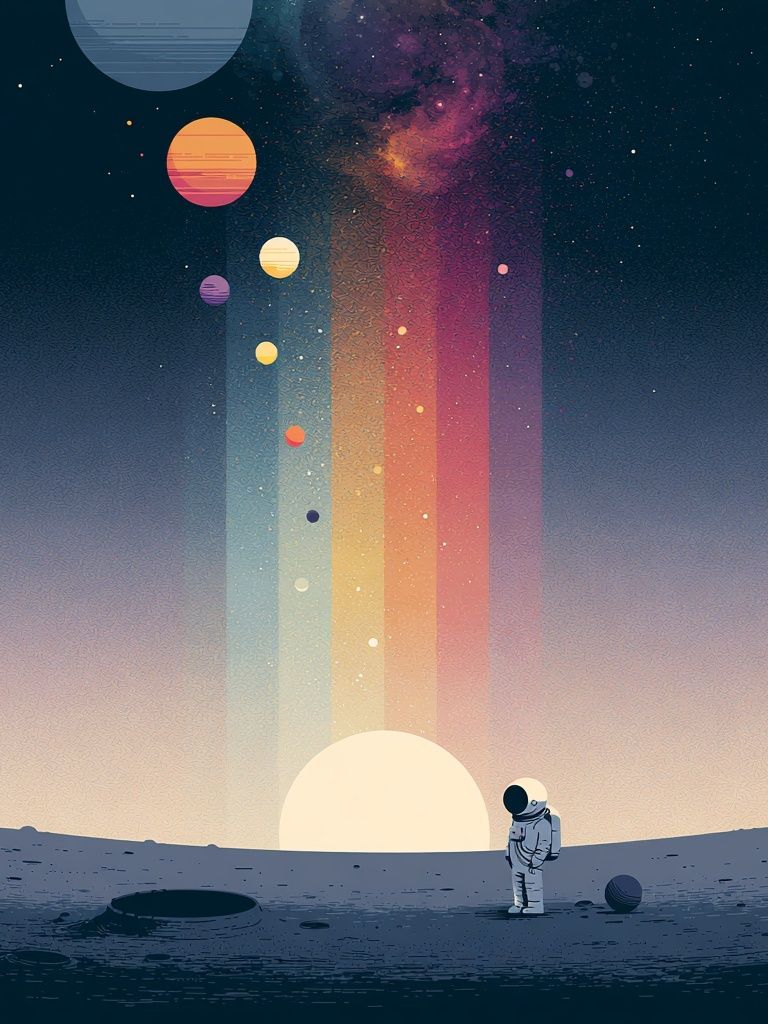 Astronaut on Moon Digital Art Poster. poster detail