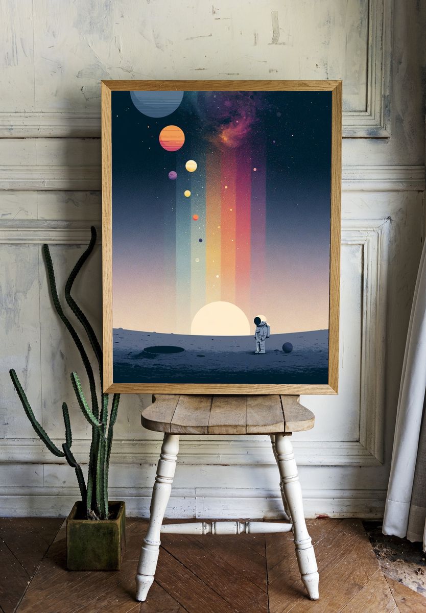 Astronaut on Moon Digital Art Poster. room preview