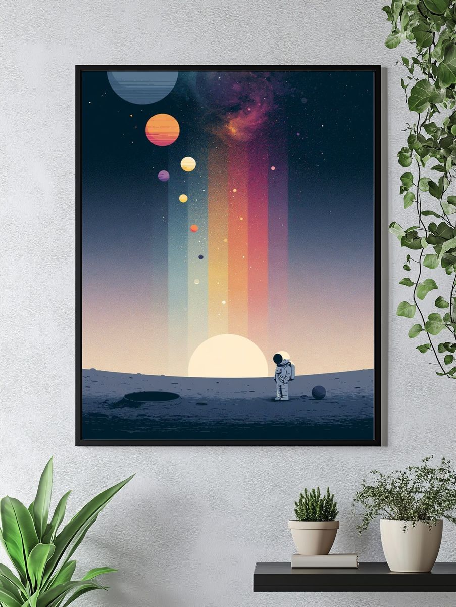 Astronaut on Moon Digital Art Poster. — room view 4