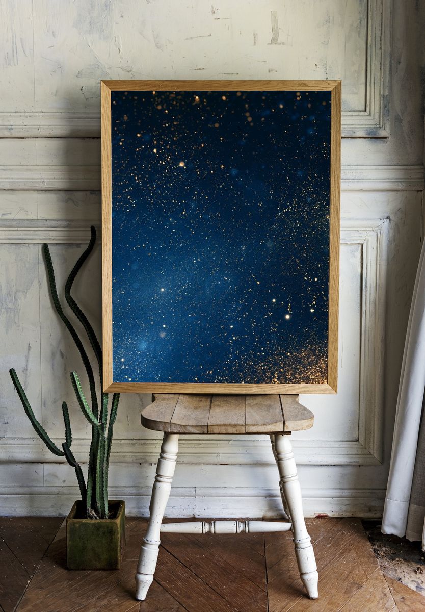 Midnight Gold Starfield Poster. — room view 1