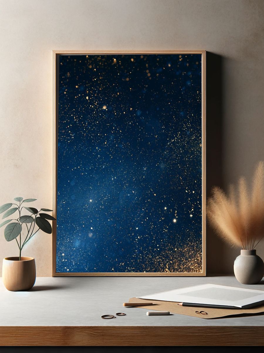 Midnight Gold Starfield Poster. — room view 2