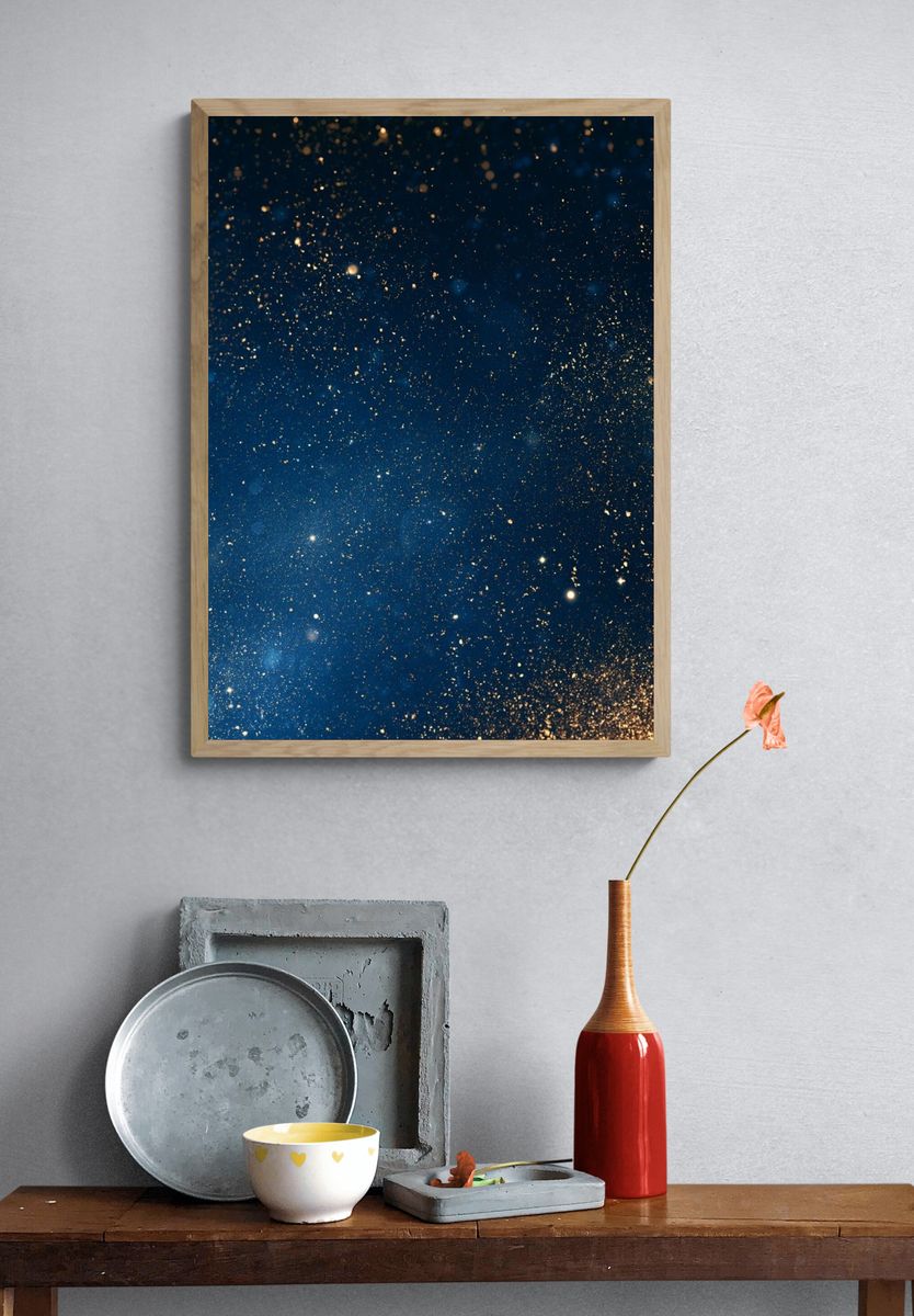 Midnight Gold Starfield Poster. — room view 3