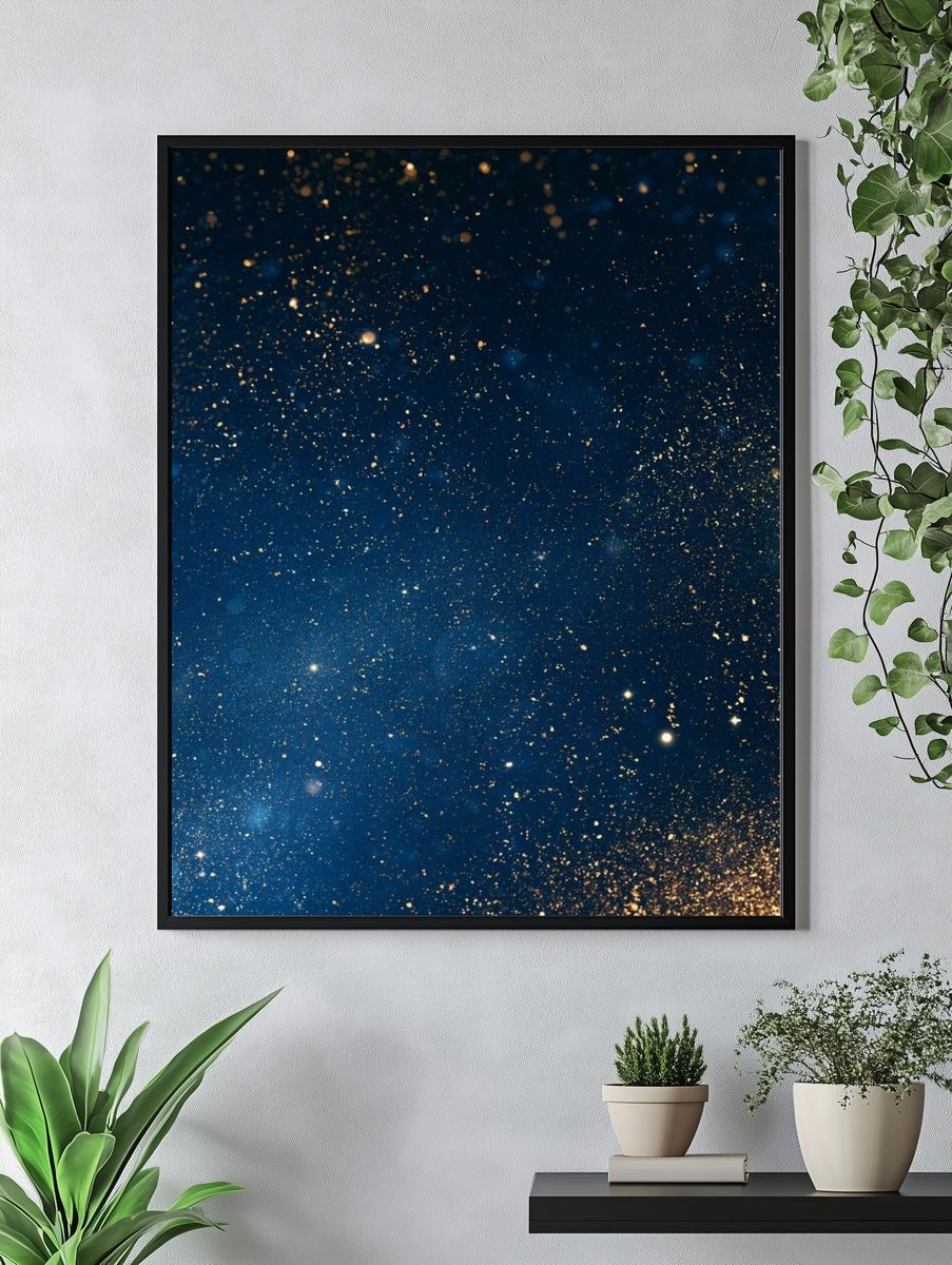Midnight Gold Starfield Poster. — room view 4