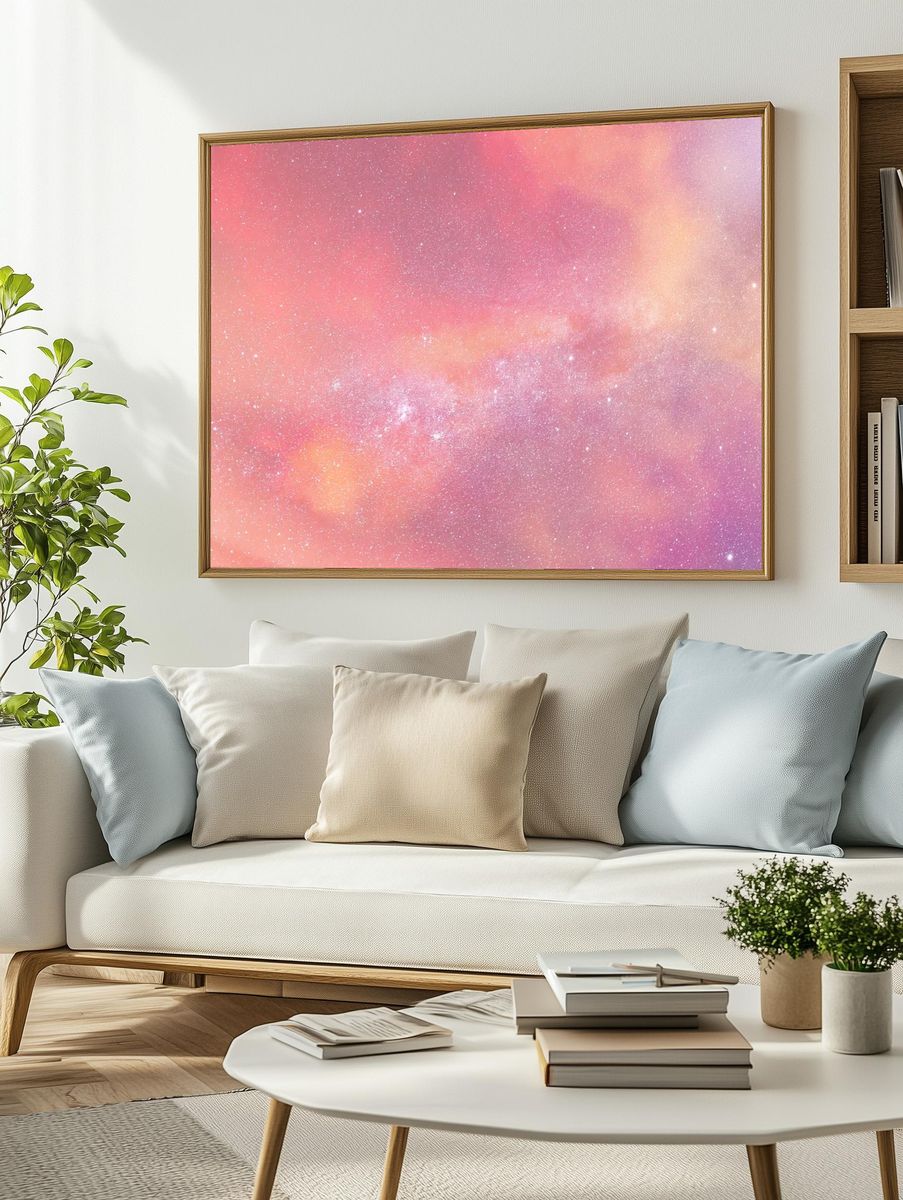 Cloudy evening pink sky background. — room view 2