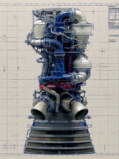 Rocket Engine Blueprint Poster.