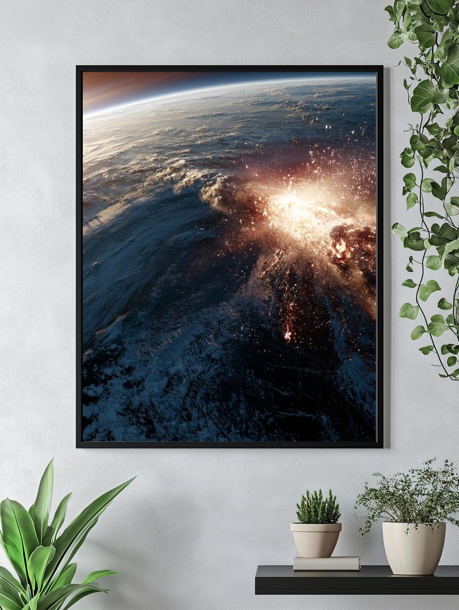 Earth Horizon Explosion Space Print. — room view 4