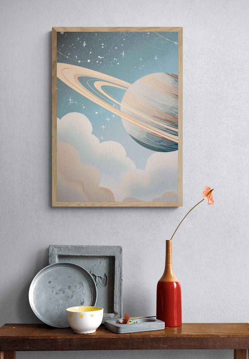 Saturn Dreamscape Illustration Poster. — room view 3