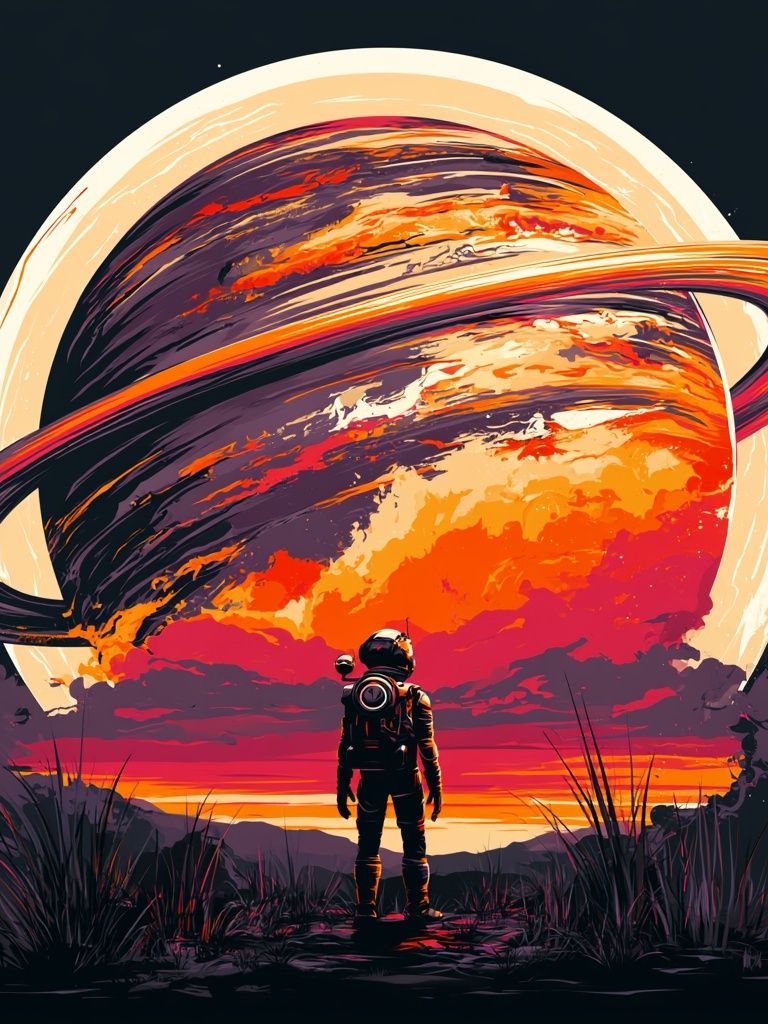 Saturn Explorer Digital Art Poster. poster — space art