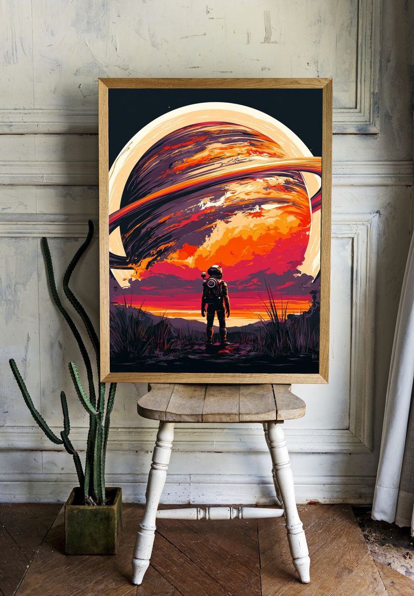 Saturn Explorer Digital Art Poster. room preview