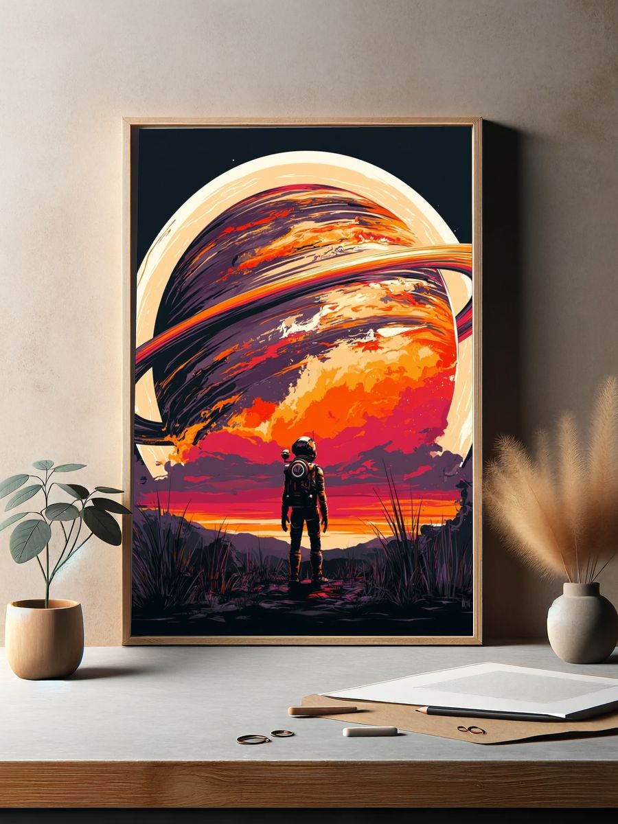 Saturn Explorer Digital Art Poster. — room view 2
