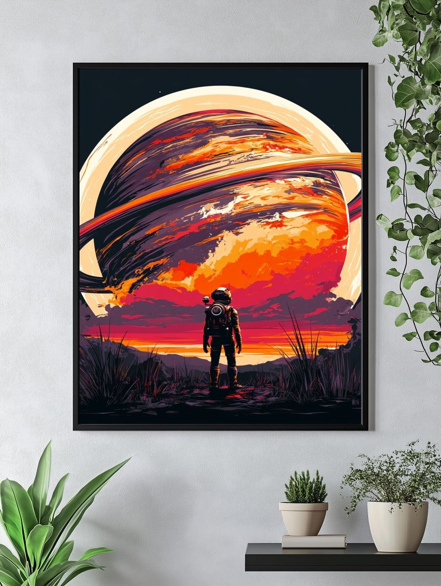 Saturn Explorer Digital Art Poster. — room view 4