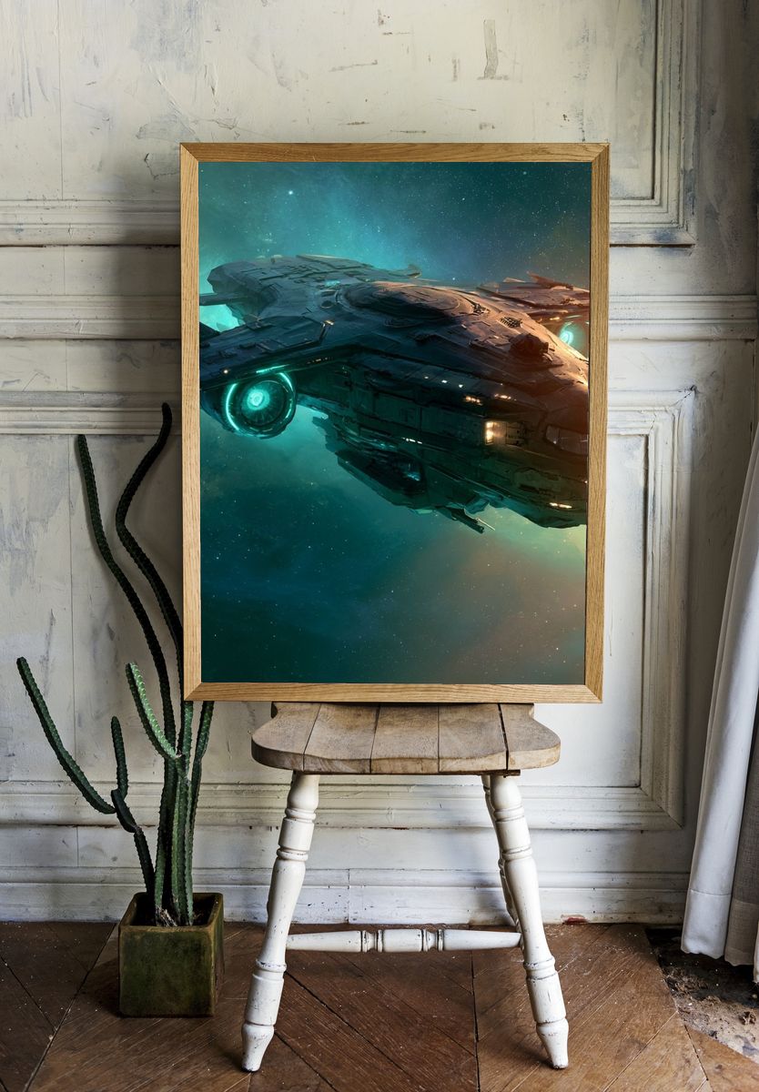 Nebula Starship Digital Art Print. room preview