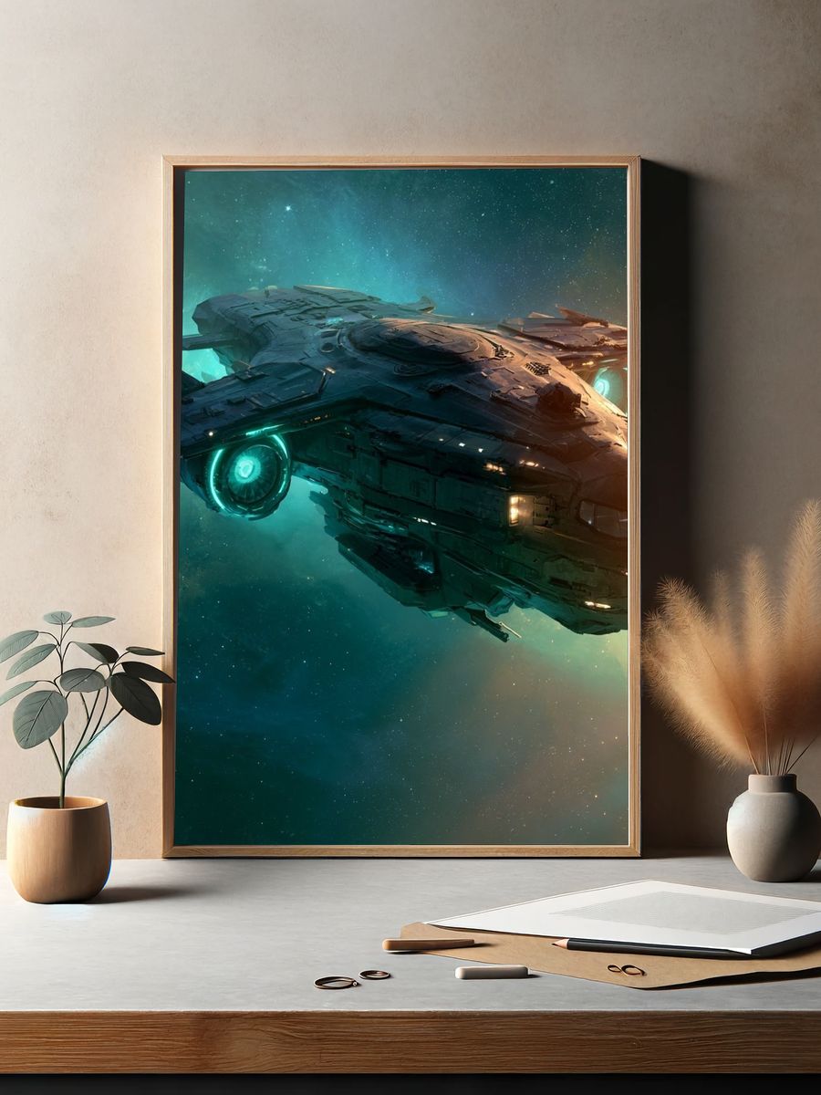 Nebula Starship Digital Art Print. — room view 2