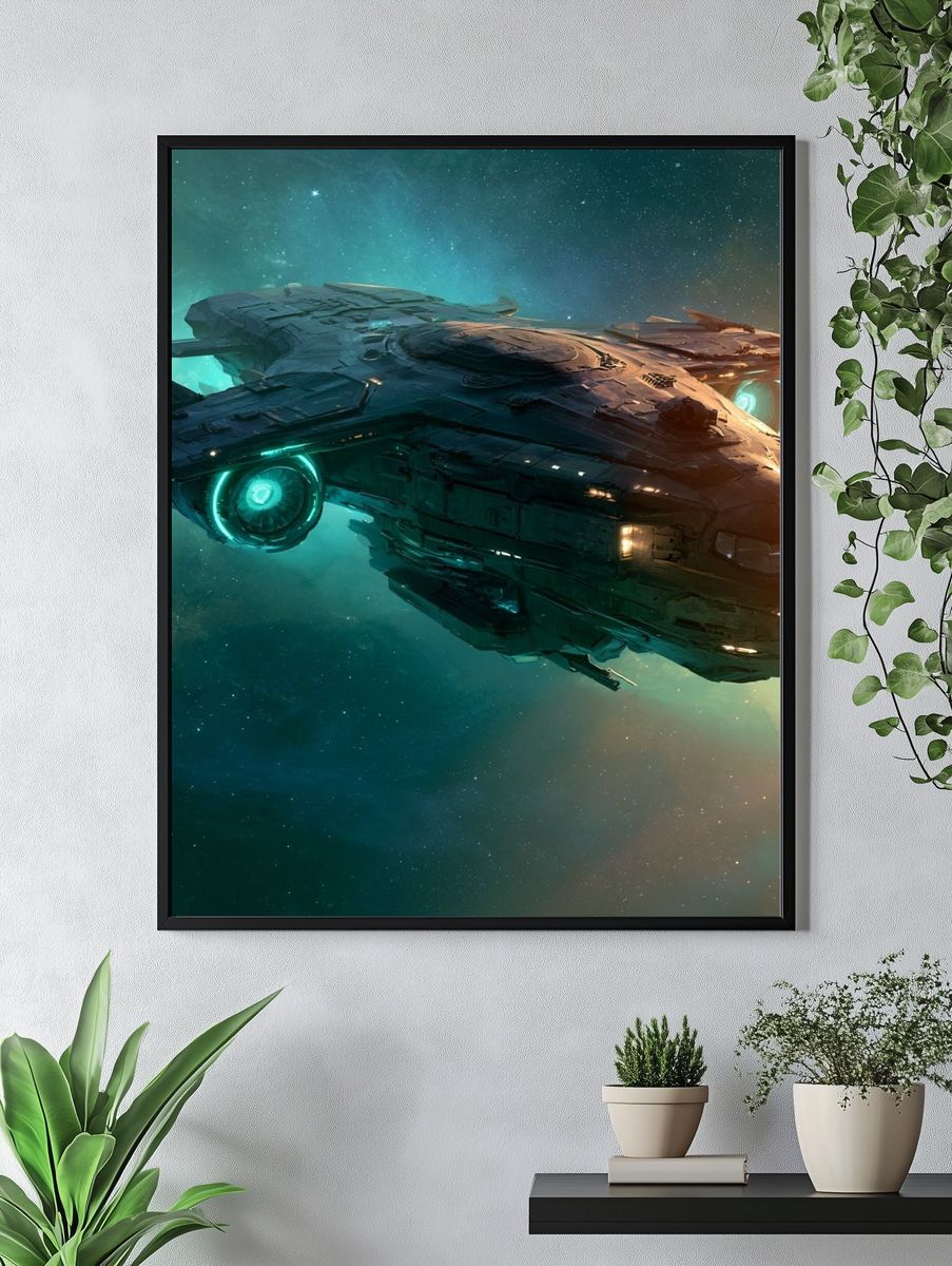 Nebula Starship Digital Art Print. — room view 4