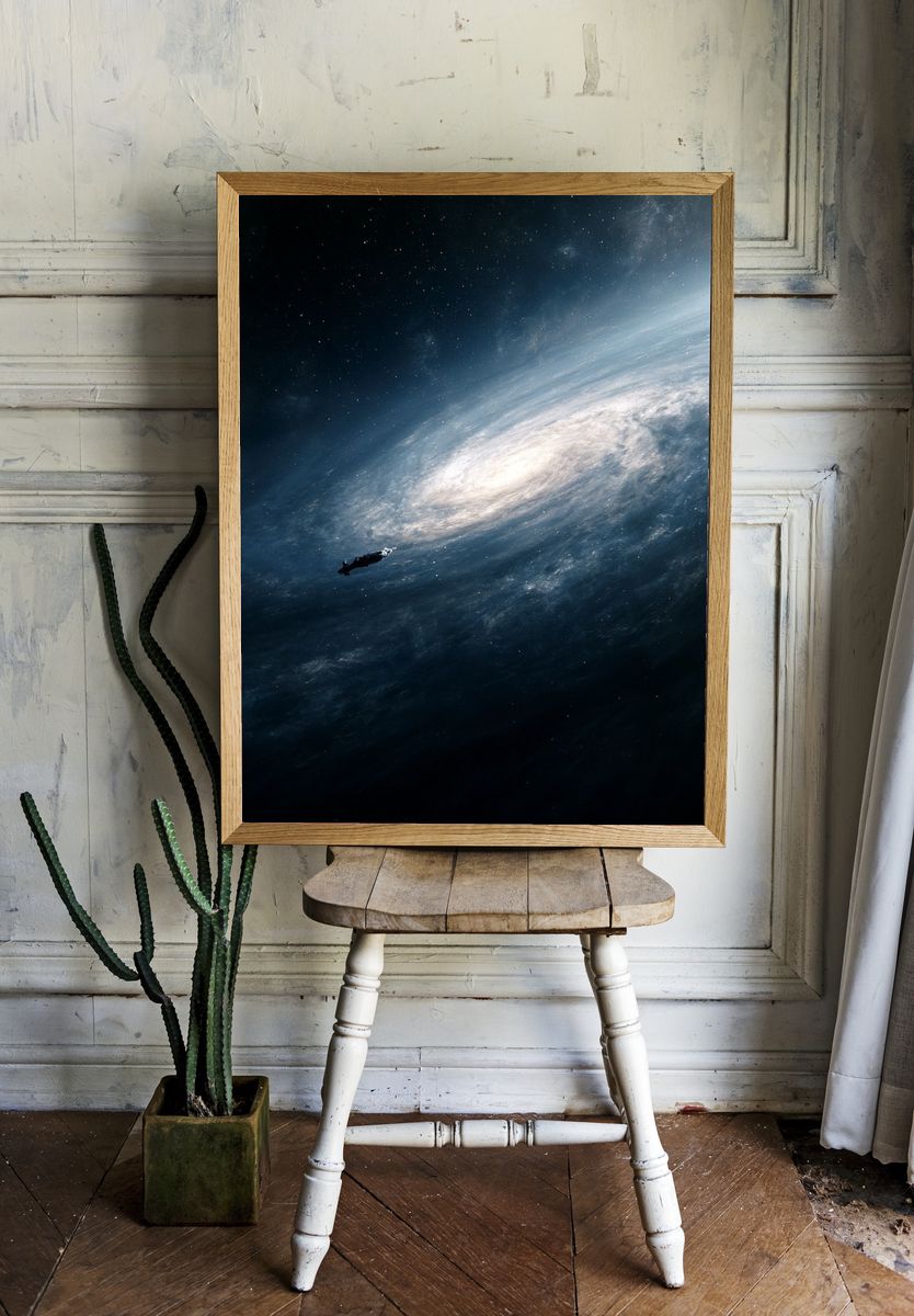 Spiral Galaxy in Space Print. — room view 1