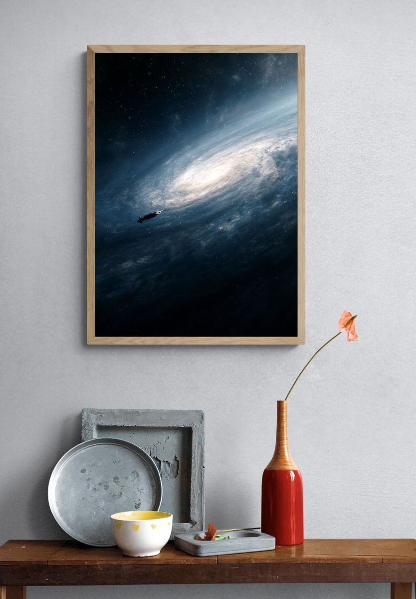 Spiral Galaxy in Space Print. — room view 3