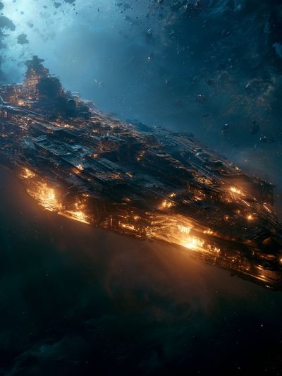Derelict Starship Space Poster.