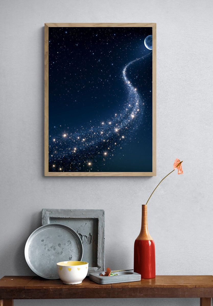 Moonlit Star Trail Space Poster. — room view 3