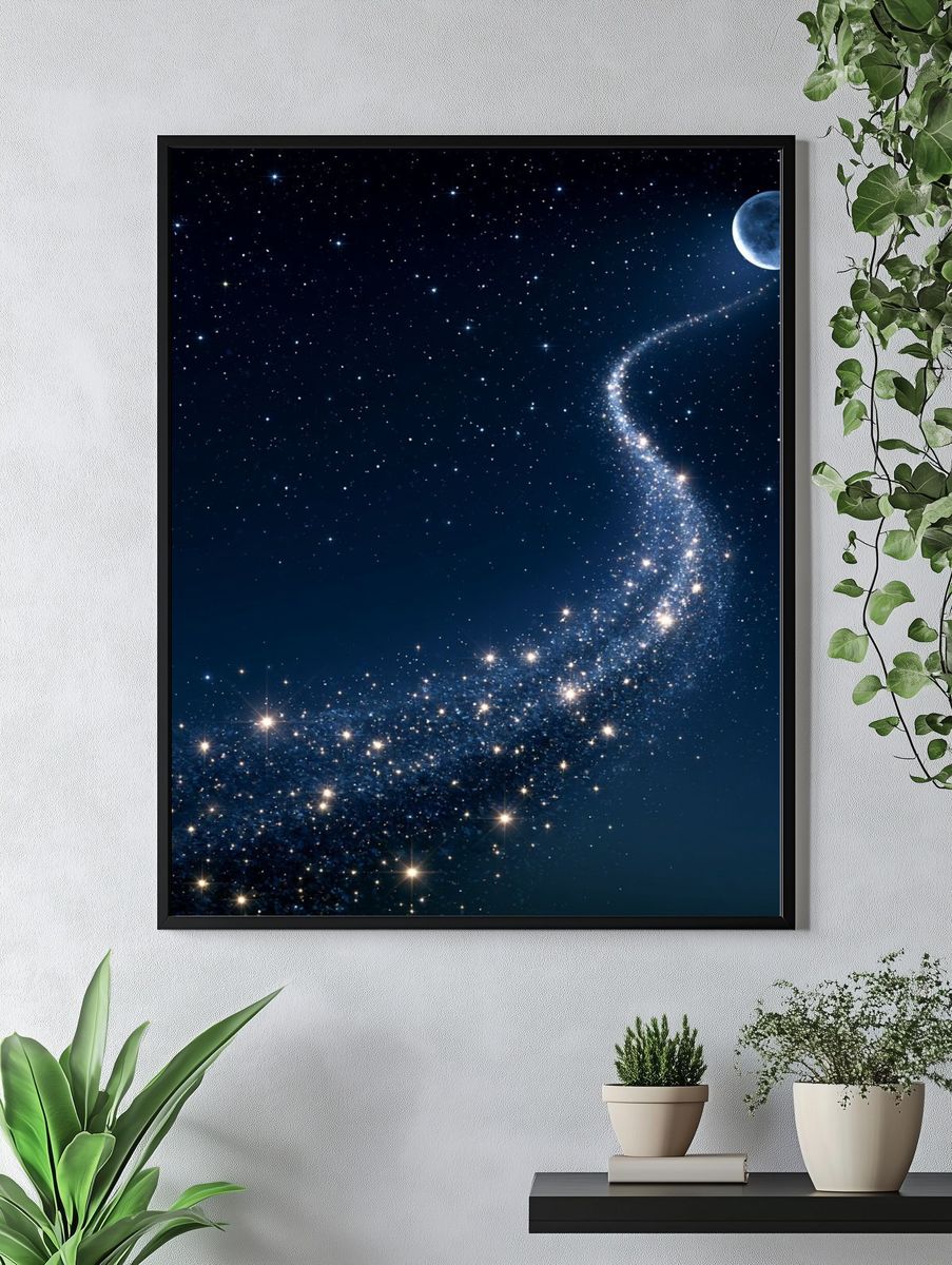 Moonlit Star Trail Space Poster. — room view 4