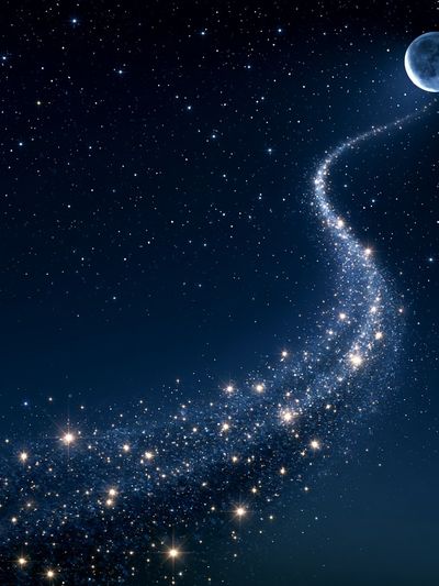 Moonlit Star Trail Space Poster.