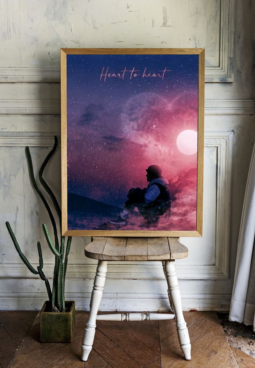 Heart to Heart Space Poster. room preview